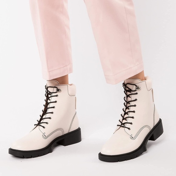 Coach Shoes Coach Lorimer Lace Up Boot White Black Size 8 Poshmark
